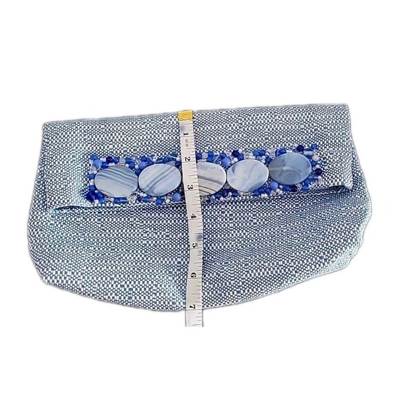 Beatriz Sanchez Handmade Certified Embellished Clutch bag Blue Stones Beads OOAK - Picture 6 of 14